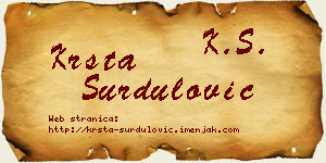 Krsta Surdulović vizit kartica